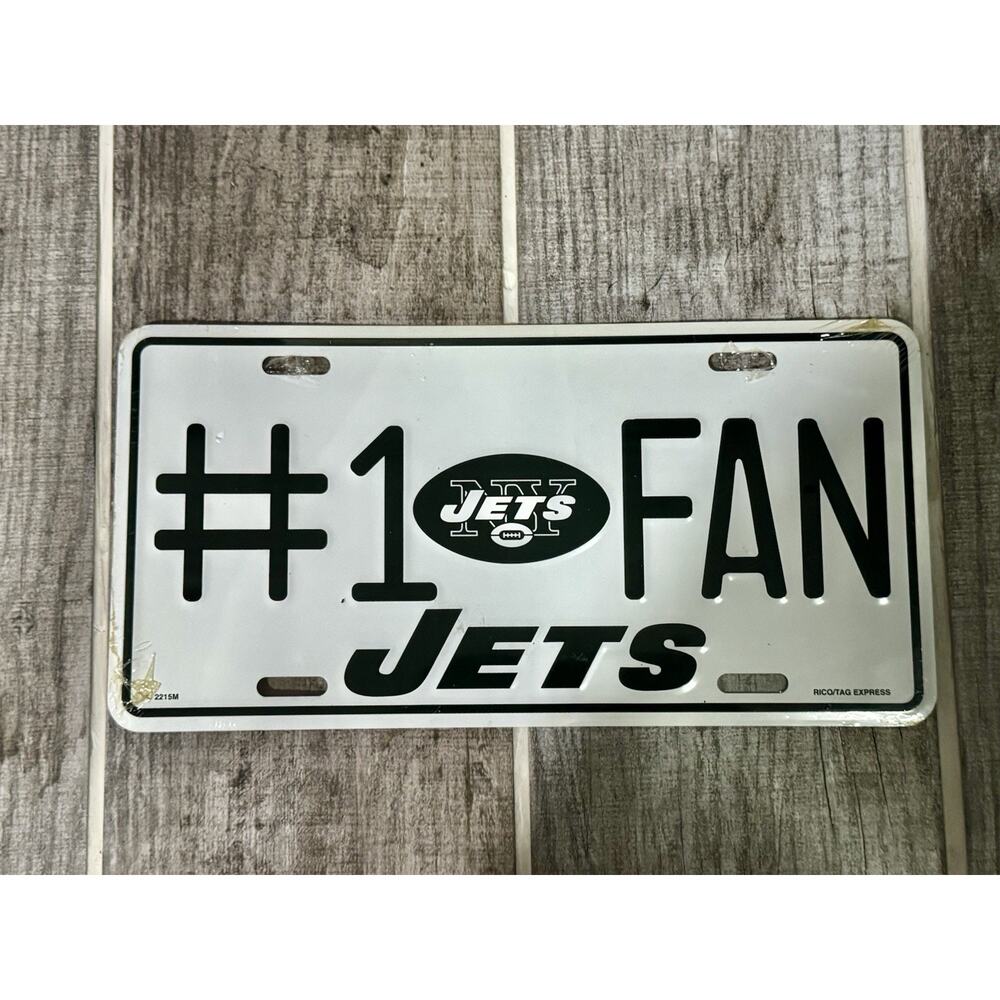 NEW YORK JETS #1 FAN EMBOSSED METAL LICENSE PLATE